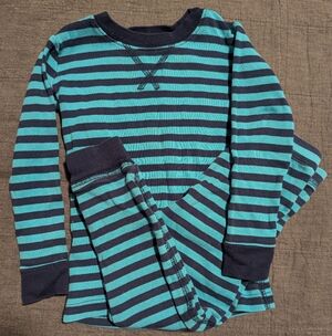 Primary Teal and Navy Striped Organic Cotton Top